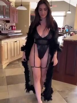 Christina Khalil So Hot in Black Lingerie