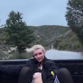 Madiruve Naked and Masturbating Pussy on Driving Truck