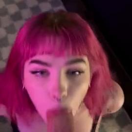 Emily Oram – Pink Haired Beauty Giving Hot Blowjob