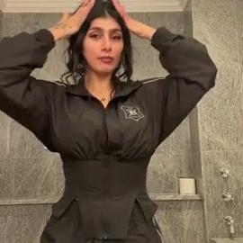 Mia Khalifa Wearing Hot Track Jacket And Stripping Naked